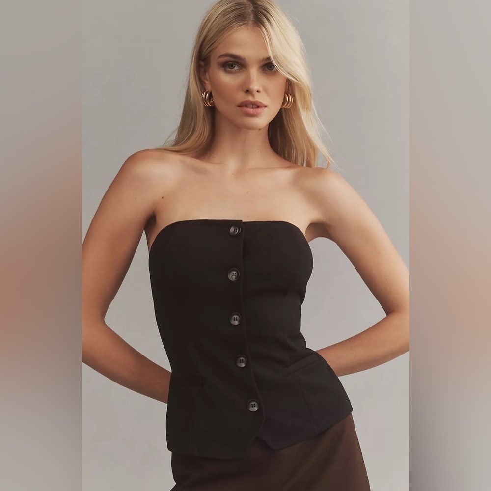 NWT Size L - By Anthropologie fitted Button-Front Tube Top